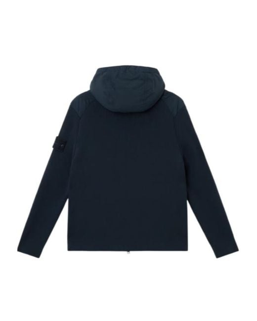 Stone Island Blue Hooded Jacket With Padding And Anti-Drop for men