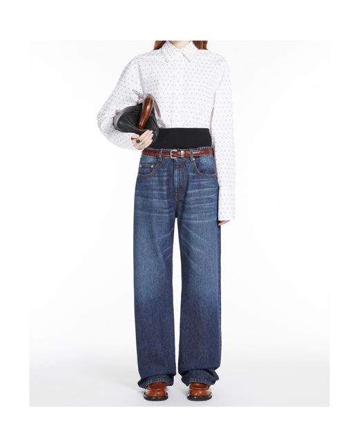 Sportmax Blue Button Detailed Straight Leg Jeans