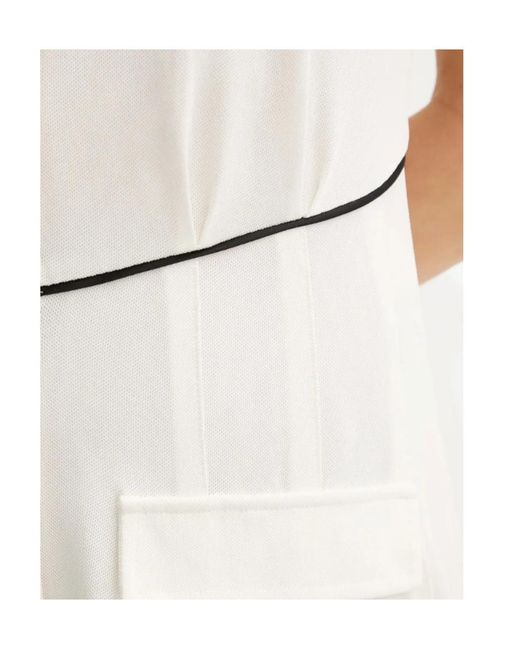 Liu Jo White Collar-Detail Button-Up Mini Dress