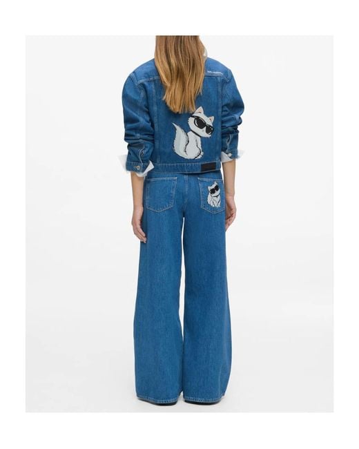 Karl Lagerfeld Blue Ikon Wide-Leg Jeans