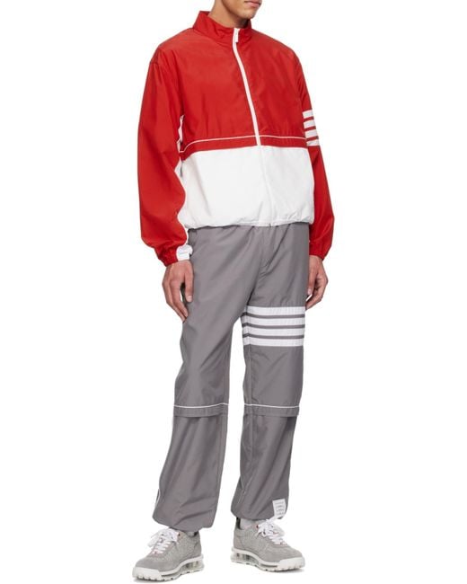 Thom Browne Gray Bar Stripe Detailed Track Trousers for men