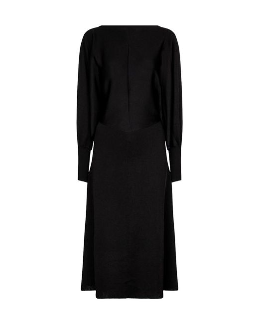 Victoria Beckham Black Stretch Knit Midi Dress