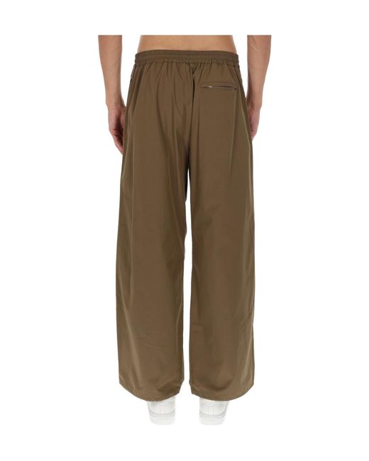 A.P.C. Green Wide Leg Elasticated Waistband Trousers for men