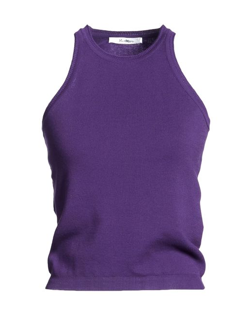 Max Mara Purple Minimalist Solid Color Sleeveless Knit Top