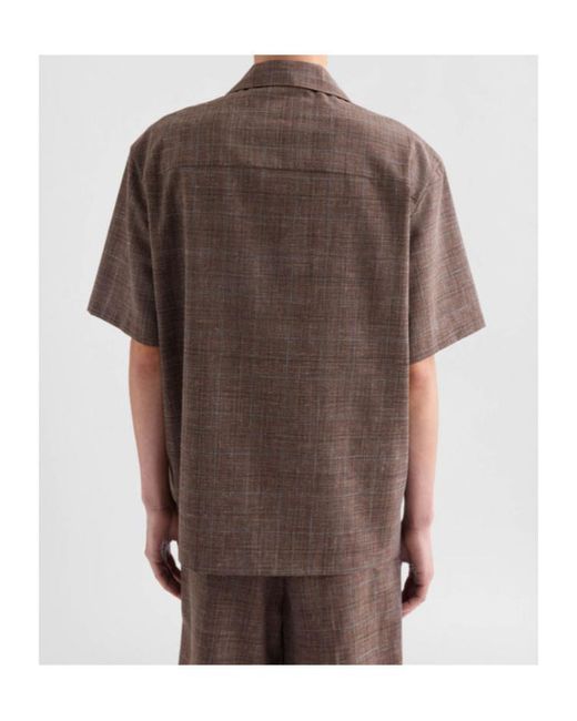 Jil Sander Brown Checked Short Sleeved Shirt for men