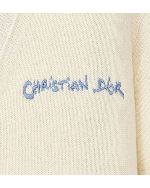 Dior White Homme Logo Embroidered Button-Up Cardigan for men