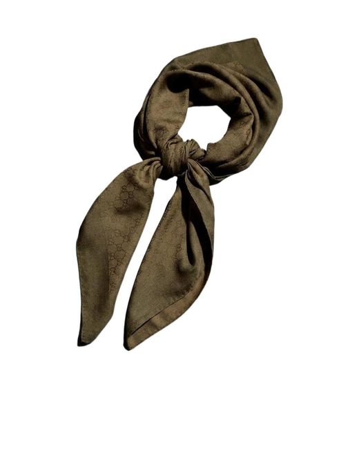 Gucci Green Gg Wool Silk Jacquard Shawl for men
