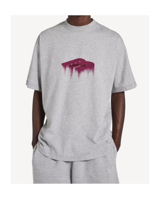 Balenciaga Gray Wet Brush Medium Fit T-Shirt for men