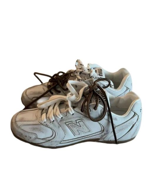 Miu Miu White X New Balance 530 Sl Lace-Up Sneakers