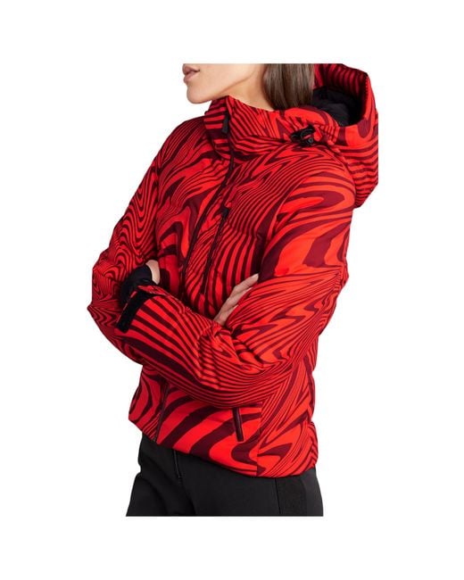 Aztech Mountain Red Minnie Nuke Hooded Printed Quilted Down Ski Jacket