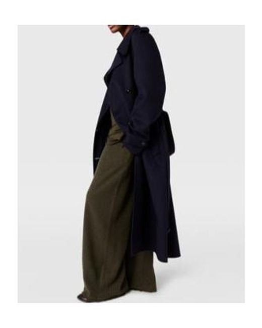 Stella McCartney Blue Double-Breasted Belted Trench Coat