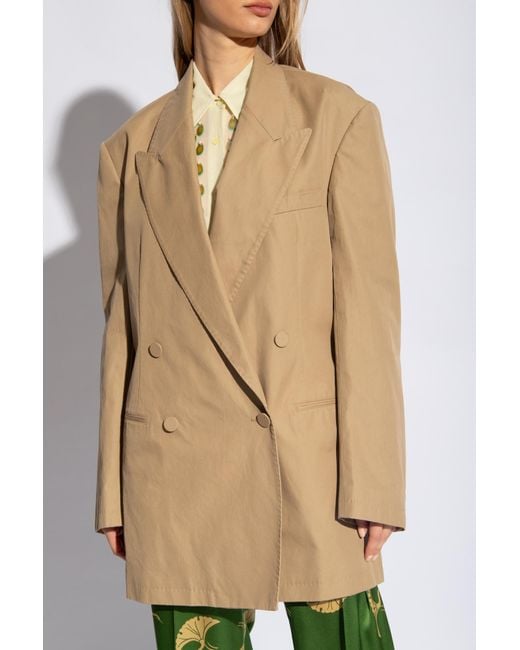 Dries Van Noten Natural Double-Breasted Tailored Blazer