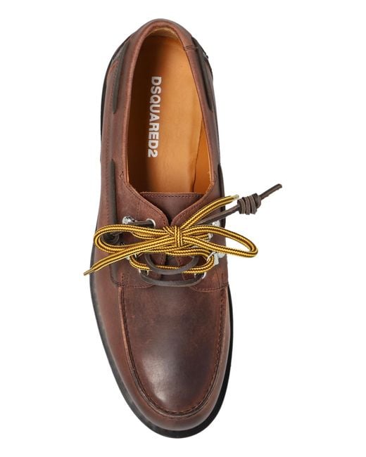 DSquared² Brown Round-Toe Lace-Up Shoes for men