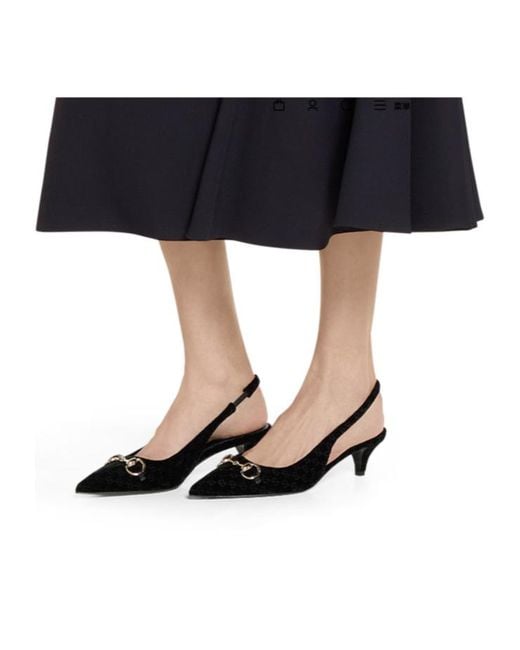 Gucci Black Horsebit Slingback Pumps
