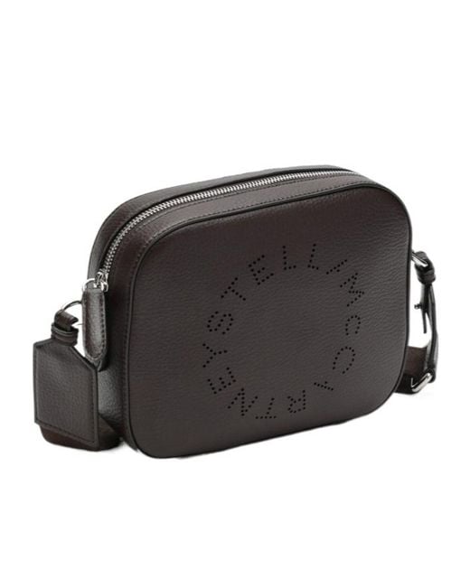 Stella McCartney Black Perforated Logo Strapped Camera Crossbody Bag
