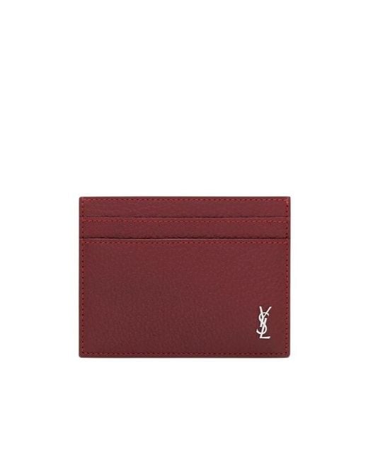 Saint Laurent Red Tiny Cassandre Card Case for men