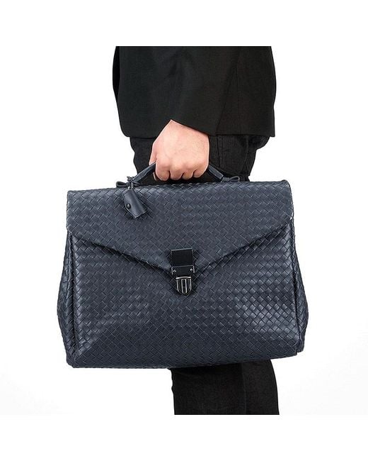 Bottega Veneta Blue Knitted Detail Handbag for men