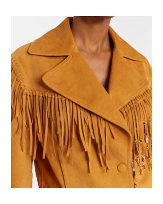 Gabriela Hearst Brown Azra Embellished Fringed Suede Jacket