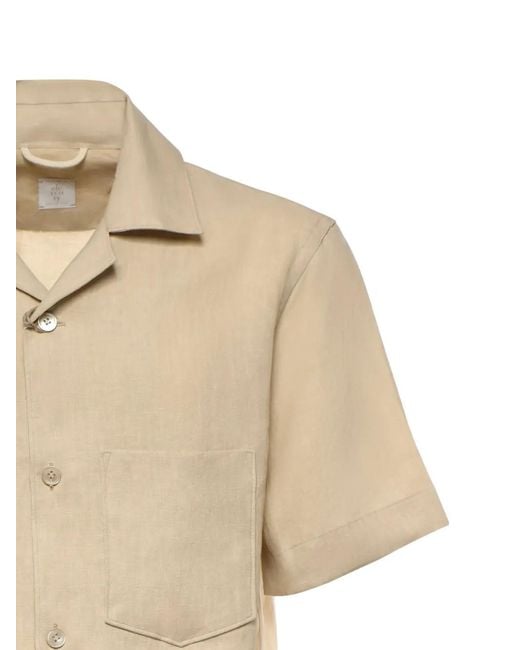 Eleventy Natural Short-Sleeve Buttoned Shirt for men