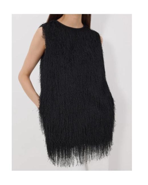 Loulou de Saison Black Yasmin Textured Sleeveless Top