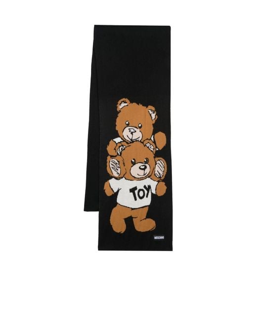 Moschino Black Teddy Bear-Motif Scarf for men