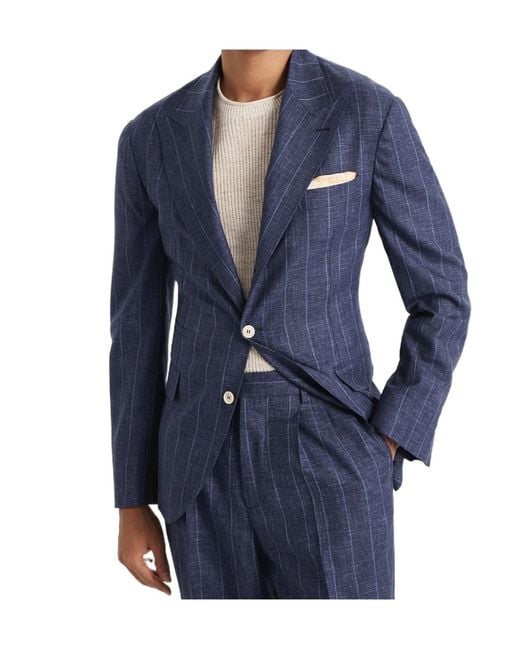 Brunello Cucinelli Blue Virign Wool Blazer for men