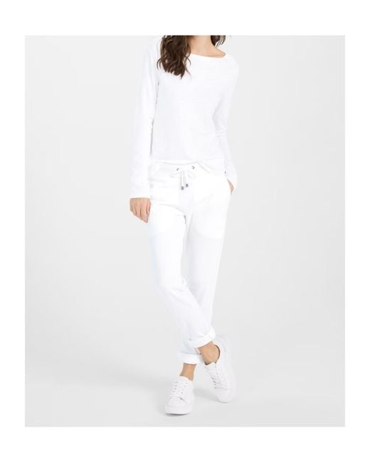 Juvia White Boat Neck Long Sleeve T-Shirt