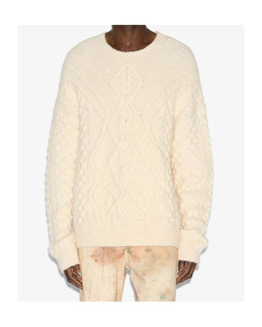 Isabel Marant White Harold Cable Knitted Sweater for men