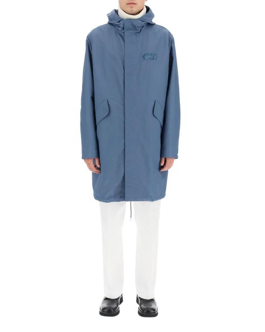 Dior Blue Hooded Zipper Casual Jacket for men
