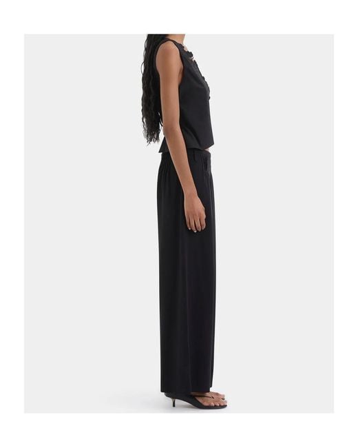 Sir Black Beatrice Pleated-Detailing Wide-Leg Trousers