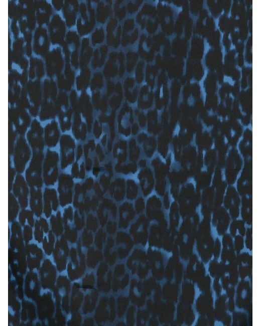 Lanvin Blue Leopard-Print Silk Scarf