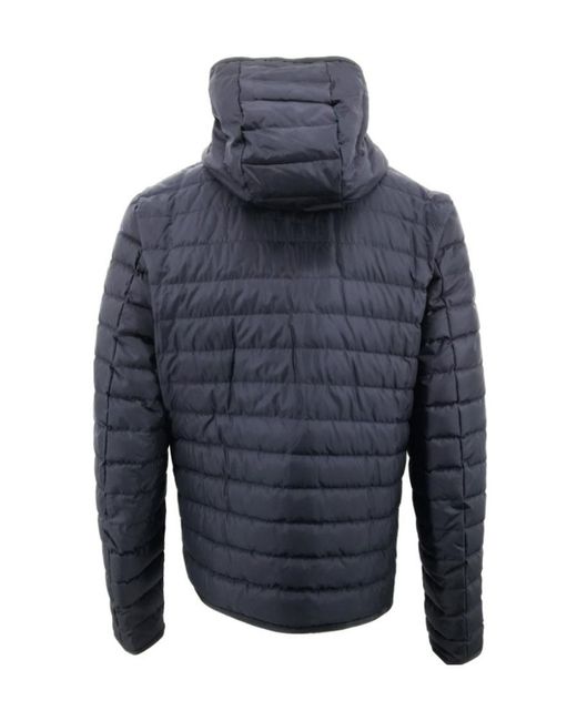 Ferragamo Blue Hooded Quilted Down Jacket for men