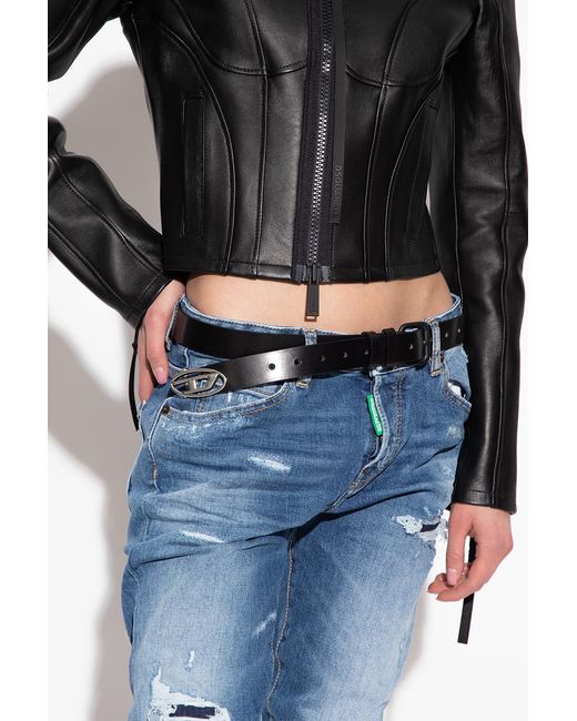 DIESEL White Logo Belt for men