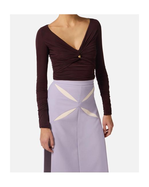 Elisabetta Franchi Purple Long-Sleeved Jersey Top