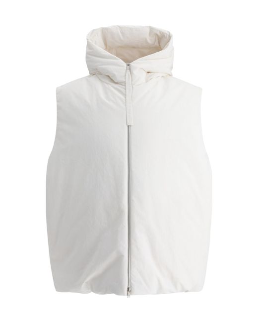 Jil Sander White Zip-Up Gilet for men