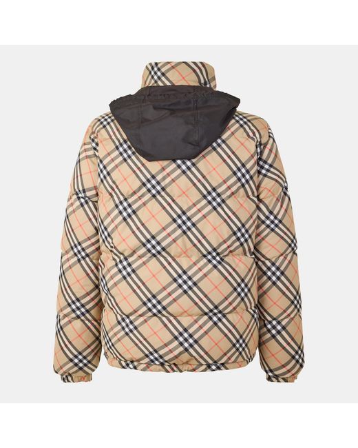 Burberry Brown Medium Check Down Jacket for men