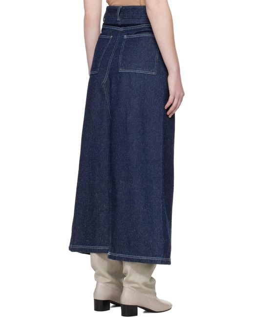 Baserange Blue Belt Loop Midi Skirt