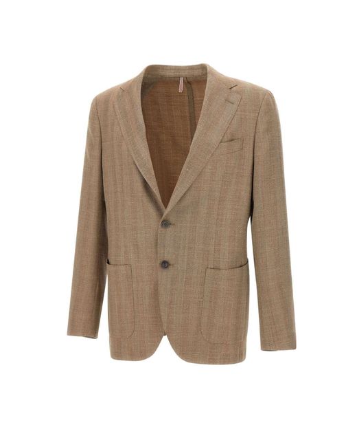 Biagio Santaniello Brown Single-Breasted Suit Jacket for men
