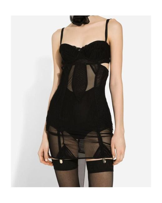 Dolce & Gabbana Black Corset Tulle Mini Dress