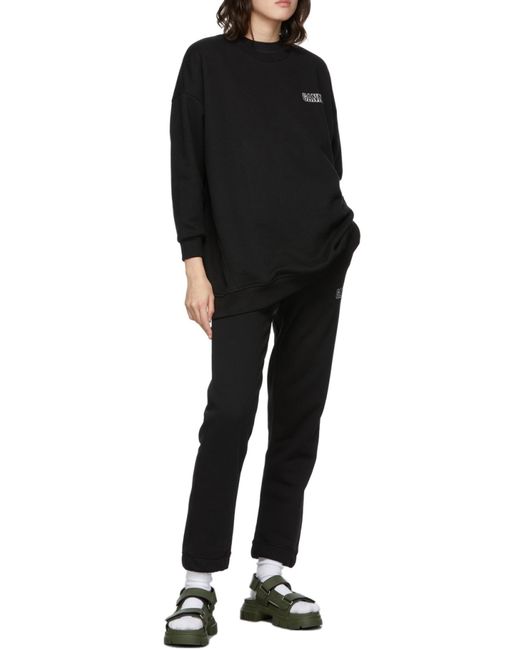 Ganni Black Logo Embroidered Elasticated Waistband Sweatpants