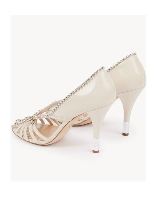 Chloé White Chloé Leonie Embellished Almond Toe Pumps