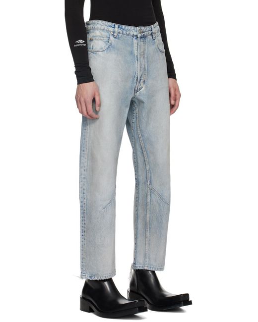 Balenciaga Gray Distressed Straight-Leg Jeans for men