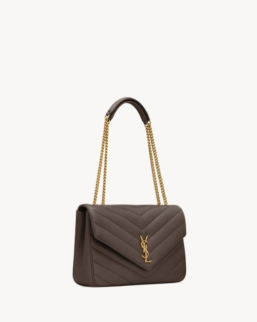 Saint Laurent Brown Loulou Foldover Top Large Shoulder Bag