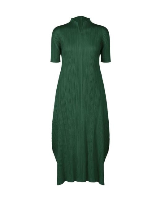 Pleats Please Issey Miyake Green Pleats Please Issey Miyake Pleated Dress