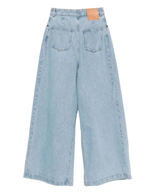 GIUSEPPE DI MORABITO Blue Pleated Wide-Leg Jeans