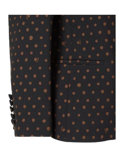 Fendi Black Double Breasted Falena Dots Printed Jacket