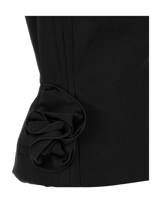 Magda Butrym Black Floral-Appliqué Sleeveless Top