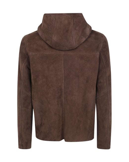 Giorgio Brato Brown Cropped Hooded Leather Jacket for men