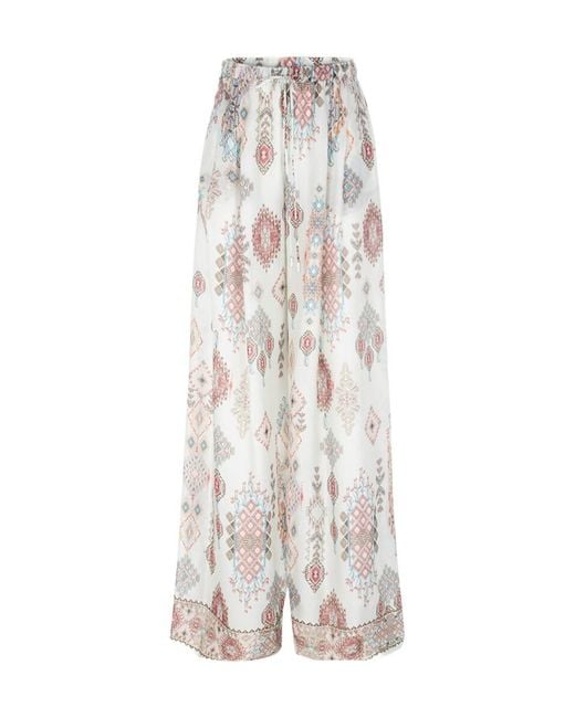 Ermanno Scervino White Patterned Wide-Leg Pants