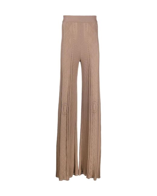 MARINE SERRE Natural Pointelle Flared Knitted Trousers for men